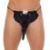 Mens Black G-String With Elephant Animal Pouch