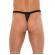 Mens Black G-String With Black Straps To Animal Print Pouch