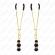 Kink - Gold Thin Nipple Clamps With 3 Black Glass Beads 7 CM