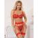 Subblime - 954338 Heart Print Bra + Thong + Garter Belt Red L/XL