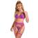Subblime - 955359 Set of Bra With Lace and Garter Links Pink and Purple S/M