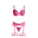 Subblime - 955359 Set of Bra With Lace and Garter Links Pink and Purple S/M