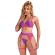 Subblime - 955359 Set of Bra With Lace and Garter Links Pink and Purple S/M