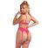 Subblime - 955359 Set of Bra With Lace and Garter Links Pink and Purple S/M
