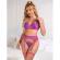 Subblime - 955359 Set of Bra With Lace and Garter Links Pink and Purple S/M