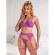 Subblime - 955359 Set of Bra With Lace and Garter Links Pink and Purple S/M