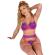 Subblime - 955359 Set of Bra With Lace and Garter Links Pink and Purple S/M