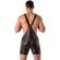 Locker Gear - Punch Hole Leatherette Short Overalls Black
