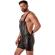 Locker Gear - Punch Hole Leatherette Short Overalls Black