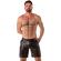 Locker Gear - Punch Hole Leatherette Loose Fit Cargo Shorts Black